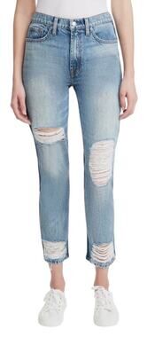 7 for All Mankind Jeans 50/50 Ripped High Waist Ankle Straight Leg size 28